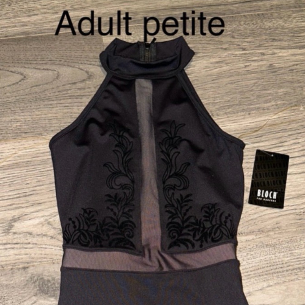 Bloch Women's Black Embroidered Halter Bodysuit